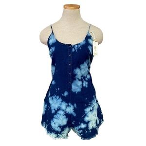 P.J. Salvage Romper NWT Tie Dye Navy Button Down Size Small S